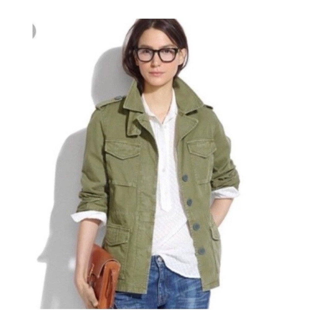Madewell Olive Green Utility Jacket Military Style Four Pocket Button Front M